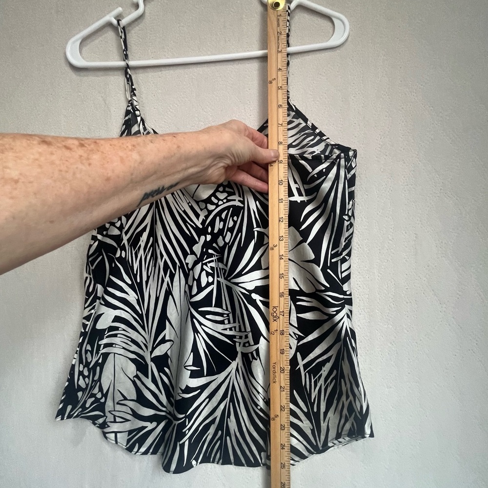 Frame Women's 100% Washable Silk Black Hawaiian Tropical Camisole Cami Top Sz M - Picture 11 of 16